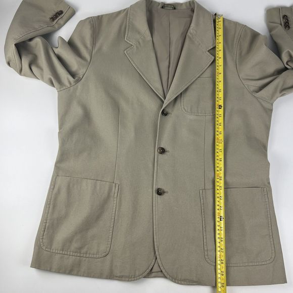 Eddie Bauer Blazer Men’s L Khaki Cotton Canvas Unstructured Casual Oversized - Picture 14 of 16